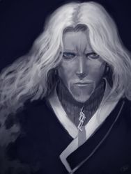 Rule 34 | 1boy, airen, artist name, blonde hair, blue eyes, brown eyes, closed mouth, facial hair, fate/apocrypha, fate/grand order, fate (series), goatee, heterochromia, long hair, looking at viewer, male focus, signature, solo, vlad iii (fate/apocrypha)