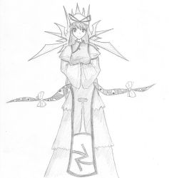 Rule 34 | bow, cosplay, dungeons &amp; dragons, gap (touhou), greyscale, hat, lady of pain, lady of pain (cosplay), mob cap, monochrome, planescape, planescape: torment, smile, solo, spikes, touhou, traditional media, yakumo yukari