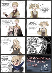 Rule 34 | 1boy, 4girls, blonde hair, elise (fire emblem), english text, father and daughter, fire emblem, fire emblem awakening, fire emblem fates, grandmother and granddaughter, green eyes, handkerchief, highres, husband and wife, kana (female) (fire emblem), kana (fire emblem), lissa (fire emblem), mother and daughter, mother and son, multiple girls, nintendo, odin (fire emblem), ophelia (fire emblem), owain (fire emblem), scarf, time travel
