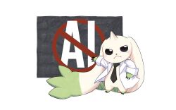 Rule 34 | absurdres, angry, digimon, highres, horns, necktie, simple background, terriermon assistant, white background