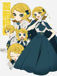 Rule 34 | + +, 1girl, apron, ascot, blonde hair, blue eyes, blush, braid, braided bangs, cape, character name, clenched hand, colored eyelashes, crying, food-themed hair ornament, glasses, gloves, hair ornament, hand on own hip, highres, hishigata lemon (maco22), holding, holding tray, lemon hair ornament, maco22, medium hair, multiple views, open mouth, original, ponytail, short sleeves, skirt, sparkle, t t, translation request, tray