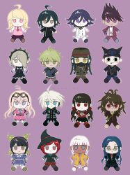 6+boys 6+girls absurdres akamatsu_kaede amami_rantaro android armor black_dress black_hair black_jacket black_pants black_pantyhose black_sailor_collar blonde_hair blue_hair blue_pants brown_eyes brown_hair brown_jacket brown_pants chabashira_tenko danganronpa_(series) danganronpa_v3:_killing_harmony dress everyone fake_horns glasses gokuhara_gonta green_hair green_hat grey_eyes harukawa_maki hat highres horns hoshi_ryoma iruma_miu jacket k1-b0 maid_headdress miniskirt mole mole_under_eye mole_under_mouth momota_kaito multiple_boys multiple_girls neck_ribbon nowthri oma_kokichi pants pantyhose pink_eyes pink_jacket pink_pants pink_sweater_vest power_armor purple_hair red_eyes red_shirt red_thighhighs ribbon saihara_shuichi sailor_collar school_uniform shinguji_korekiyo shirogane_tsumugi shirt skirt smile spiked_hair spiked_hat striped_clothes striped_jacket striped_pants sweater_vest thighhighs tojo_kirumi white_hair white_jacket white_pants white_thighhighs yonaga_angie yumeno_himiko