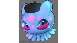 Rule 34 | animated, blue sclera, circle, colored sclera, digimon, hat, jellyfish, looking at viewer, multicolored sclera, pink sclera, puyoyomon, tentacles, video