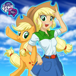 Rule 34 | 1girl, applejack, dual persona, my little pony, my little pony: equestria girls, my little pony: friendship is magic, personification, tagme, uotapo
