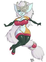 Rule 34 | 1girl, absurdly long hair, animal ears, bare shoulders, bat ears, blue eyes, boots, breasts, cleavage, crossover, elbow gloves, eyeshadow, fang, full body, furry, furry female, fusion, gloves, green lips, grey hair, grin, heart, helmet, huge breasts, lips, lipstick, long hair, low-tied long hair, makeup, md5 mismatch, midna, navel, nintendo, no panties, randomboobguy, rouge the bat, shiny clothes, smile, solo, sonic (series), strapless, the legend of zelda, the legend of zelda: twilight princess, thigh boots, thighhighs, tube top, very long hair, white background