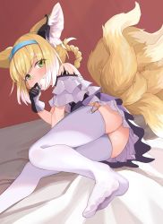 Rule 34 | 1girl, 7eddy, animal ear fluff, animal ears, arknights, braid, braided hair rings, breasts, flower, hand to own mouth, lily of the valley, long hair, looking at viewer, material growth, oripathy lesion (arknights), shirt, simple background, solo, suzuran (arknights), tail, thighhighs, white thighhighs