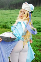 Rule 34 | 1girl, ass, blonde hair, breasts, chouzuki maryou, cosplay, curvy, hip focus, huge ass, large breasts, melpha, melpha (cosplay), photo (medium), plump, queen&#039;s blade, solo, thick thighs, thighs, wide hips