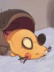 Rule 34 | absurdres, black eyes, clodsire, closed eyes, commentary request, creatures (company), dedenne, drooling, game freak, gen 6 pokemon, highres, lying, nintendo, no humans, nose bubble, on stomach, open mouth, pokemon, pokemon (creature), raid (donghyeok), saliva, sleeping