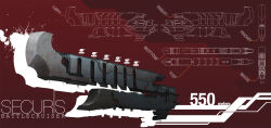Rule 34 | battlecruiser (eve online), blueprint (medium), cannon, commentary, concept art, english text, eve online, from side, glowing, highres, military, military vehicle, monochrome background, multiple views, no humans, original, photoshop (medium), red background, redicnomad, science fiction, spacecraft, thrusters, turret, vehicle focus