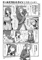 Rule 34 | 3girls, 4koma, ahoge, apron, batter, blush, bowl, braid, closed eyes, comic, commentary request, french braid, girls&#039; frontline, greyscale, hair ribbon, half updo, high ponytail, lee-enfield (girls&#039; frontline), long hair, long sleeves, mixer (cooking), mixing bowl, monochrome, multiple girls, necktie, official art, open mouth, pantyhose, ponytail, ribbon, shaded face, sidelocks, smile, springfield (girls&#039; frontline), sweatdrop, tobimura, translation request, wa2000 (girls&#039; frontline)