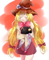 Rule 34 | 1girl, beryl benito, blonde hair, blush, closed eyes, hat, long hair, open mouth, ribbon, tales of (series), tales of hearts, wide sleeves, witch hat