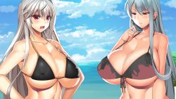 Rule 34 | 2girls, bikini, breasts, cleavage, huge breasts, large breasts, long hair, multiple girls, swimsuit, yameta takashi, yuki makoto