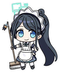 Rule 34 | &lt;key&gt; (robot) (blue archive), 1girl, absurdly long hair, apron, aqua halo, aris (blue archive), aris (maid) (blue archive), bell (oppore coppore), black dress, black footwear, black hair, blue archive, blue eyes, blush, closed mouth, commentary request, dress, frilled apron, frills, full body, green halo, halo, highres, holding, holding mop, long hair, maid, maid apron, maid headdress, mop, official alternate costume, pantyhose, rectangular halo, shoes, short sleeves, simple background, smile, solo, very long hair, white apron, white background, white pantyhose