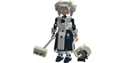 Rule 34 | 1girl, apron, bloody marie (skullgirls), dress, hair ornament, hero factory, lego, maid, maid apron, maid headdress, silver hair, skull, skull hair ornament, skullgirls, transparent background, twintails, vacuum cleaner