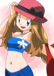 Rule 34 | blue eyes, brown hair, hainchu, navel, nintendo, pokemon, serena (pokemon)