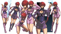 Rule 34 | 1girl, breasts, hair over eyes, image sample, iwamoto eiri, large breasts, pixiv sample, red hair, shermie (kof), simple background, smile, the king of fighters, white background