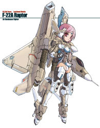 Rule 34 | 1girl, aircraft, airplane, f-22, jet, mecha musume, military, original, personification, pink hair, solo, soukaa (artist), soukaa (golden sash), thighhighs