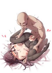Rule 34 | 1boy, 1girl, ^^^, bald, bite mark, blush, bouncing breasts, braid, breasts, collarbone, faceless, faceless male, full body, girls&#039; frontline, hair between eyes, hair ribbon, hands up, heart, hetero, highres, large breasts, long hair, lying, navel, nipples, pantyhose, parted lips, penis, piledriver (sex), pinkmarine, purple hair, red eyes, red ribbon, ribbon, saliva, saliva trail, sex, side ponytail, spread legs, sweat, tearing up, tongue, tongue out, torn clothes, torn pantyhose, unaligned breasts, vaginal, wa2000 (girls&#039; frontline)