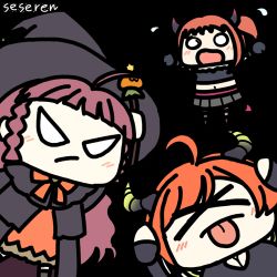 Rule 34 | animated, animated gif, halloween, halloween costume, hitting, lowres, multiple girls, open mouth, seseren, tongue, tongue out