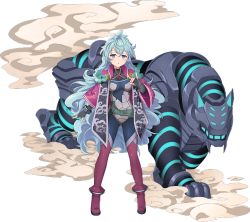 Rule 34 | 1girl, aqua hair, artist request, fingerless gloves, full body, gloves, jitome, long hair, official art, oshiro project:re, oshiro project:re, purple eyes, takeda (oshiro project), transparent background, very long hair