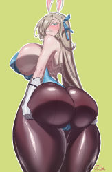 Rule 34 | 1girl, absurdres, ass, ass grab, ass support, asuna (blue archive), bare shoulders, blue archive, blue eyes, blush, breasts, cameltoe, come hither, curvy, deep skin, from behind, from below, gloves, grin, hair ornament, hair over one eye, highres, huge ass, huge breasts, jh, leotard, light brown hair, long hair, looking at viewer, looking down, naughty face, pantyhose, parted lips, rabbit ears, rabbit tail, shiny clothes, shiny skin, sideboob, smile, solo, thick thighs, thighs, very long hair