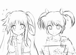 Rule 34 | 2girls, animated, animated gif, artist request, blush, casual, couple, embarrassed, fate testarossa, flustered, hair ribbon, kiss, long hair, looking at another, lyrical nanoha, mahou shoujo lyrical nanoha, mahou shoujo lyrical nanoha a&#039;s, monochrome, multiple girls, ribbon, short hair, takamachi nanoha, twintails, yuri