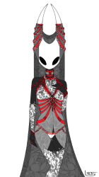 Rule 34 | 1girl, absurdres, black gloves, floral print, gloves, highres, hollow knight, hornet (hollow knight), looking at viewer, ltstry, monochrome, nipple piercing, panties, piercing, signature, simple background, solo, spot color, underwear, veil, white background, white panties