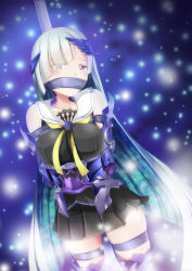 Rule 34 | 1girl, bdsm, bondage, bound, breasts, brynhildr (fate), fate/grand order, fate/prototype, fate/prototype: fragments of blue and silver, fate (series), gag, highres, large breasts, long hair, looking at viewer, restrained, silver hair, solo, thighhighs, very long hair, yasume yukito