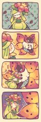 Rule 34 | 4koma, ^^^, autumn leaves, bad id, bad pixiv id, comic, creature, creatures (company), flame body (pokemon), game freak, gameplay mechanics, gen 5 pokemon, gloom (expression), heart, hug, lilligant, maru (umc a), monster girl, nintendo, plant girl, pokemon, pokemon (creature), pokemon ability, silent comic, volcarona, wind