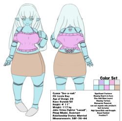 Rule 34 | blue skin, colored skin, cyana, low cut sweater, p.m. seymour, pointy ears, character sheet, thick thighs, thighs