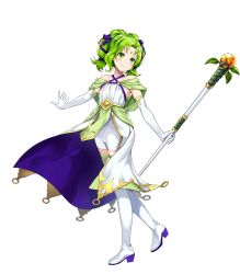 Rule 34 | 1girl, aged down, amagai tarou, bare shoulders, boots, closed mouth, collarbone, criss-cross halter, dress, elbow gloves, female focus, fire emblem, fire emblem: the sacred stones, fire emblem heroes, full body, gloves, green eyes, green hair, hair ornament, halterneck, high heel boots, high heels, highres, holding, holding staff, jewelry, l&#039;arachel (fire emblem), long hair, looking away, matching hair/eyes, nintendo, official art, sleeveless, smile, solo, staff, thigh boots, thighhighs, transparent background, white footwear, white gloves