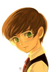 Rule 34 | 10s, 1boy, absurdres, brown hair, child, final fantasy, final fantasy xv, glasses, green eyes, highres, ignis scientia, male focus, nekonii, smile, solo, aged down
