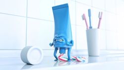 Rule 34 | frostfiresoul, meme, no humans, non-web source, shitting toothpaste (meme), tagme, toothbrush, toothpaste
