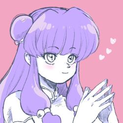 1girl chinese_clothes double_bun hair_bun long_hair purple_hair ranma_1/2 shampoo_(ranma_1/2) sidelocks simple_background