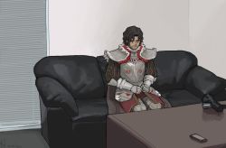 Rule 34 | 1boy, armor, beard, breastplate, camera, casting couch, cellphone, closed mouth, diallos (elden ring), elden ring, emlan, facial hair, gauntlets, male focus, meme, pauldrons, phone, photo-referenced, shoulder armor, sitting, smartphone, solo, | |