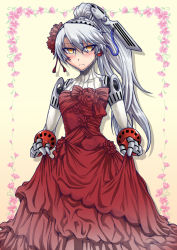 Rule 34 | 1girl, android, aqua hair, atlus, bare shoulders, blue hair, blush, dark persona, dress, joints, labrys (persona), long hair, megami tensei, persona, persona 4, persona 4: the ultimate in mayonaka arena, ponytail, red dress, robot joints, segami daisuke, shadow (persona), shin megami tensei, solo, wedding dress, yellow eyes