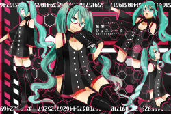 Rule 34 | 1girl, aqua eyes, aqua hair, bespectacled, buzz (moi), detached sleeves, glasses, gloves, hatsune miku, headset, long hair, looking at viewer, open mouth, smile, solo, thighhighs, twintails, very long hair, vocaloid, zettai ryouiki