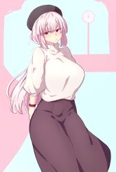 Rule 34 | 1girl, absurdres, beret, blush, breasts, commentary request, fate/grand order, fate (series), florence nightingale (fate), hat, highres, ishibori eregomos, large breasts, long hair, looking at viewer, open mouth, pink hair, red eyes, skirt, solo