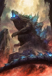 Rule 34 | building, energy, epic, glowing, glowing mouth, glowing spikes, godzilla, godzilla (2014), godzilla (series), kaijuu, legendary pictures, monster, monsterverse, no humans, nurikabe (mictlan-tecuhtli), open mouth, realistic, tail, toho
