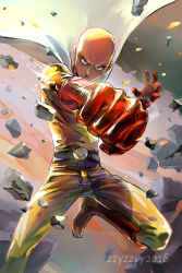 Rule 34 | 1boy, artist name, bald, boots, cape, clenched hand, dated, gloves, male focus, one-punch man, red footwear, red gloves, saitama (one-punch man), signature, solo, zzyzzyy