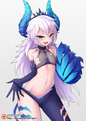 Rule 34 | + +, 1girl, :d, asymmetrical clothes, bad id, bad pixiv id, bare shoulders, blue eyes, chinese commentary, commentary request, cowboy shot, diabla (elsword), diadem, elbow gloves, elsword, flat chest, gloves, gradient background, grey background, hair between eyes, half-closed eyes, horns, long hair, looking at viewer, luciela r. sourcream, md5 mismatch, navel, nipples, open mouth, parted bangs, patreon username, pointy ears, resolution mismatch, see-through, simple background, single pantsleg, smile, solo, standing, symbol-shaped pupils, tail, thick eyebrows, thighs, torn clothes, very long hair, waero, watermark, web address, white hair
