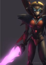 Rule 34 | 1girl, autobot, breasts, fausto, female focus, highres, solo, sword, transformers, weapon, windblade (transformers)