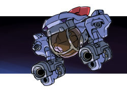 Rule 34 | absurdres, ag 00000, chibi, commentary, cowboy bebop, english commentary, floating, gun, highres, no humans, red tail (cowboy bebop), science fiction, sketch, space, spacecraft, vehicle focus, weapon, window