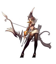 Rule 34 | 1girl, archer (ro2), arrow (projectile), bow (weapon), brown hair, dagger, green eyes, knife, legs, looking back, myung-jin lee, pantyhose, ragnarok online 2, ragnarok online 2: legend of the second, short hair, solo, weapon