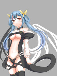 Rule 34 | 1girl, arc system works, bare shoulders, blue hair, blush, breasts, dizzy (guilty gear), godharo1, guilty gear, highres, image sample, pixiv sample, red eyes, resized, solo, tail, underboob, wings