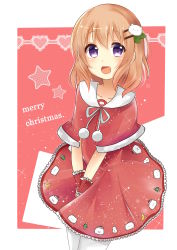 Rule 34 | 1girl, :d, absurdres, between legs, capelet, character hair ornament, christmas, christmas tree, collarbone, commentary, cowboy shot, crescent, dress, english text, flat chest, frilled cuffs, frilled dress, frills, fur-trimmed capelet, fur trim, gochuumon wa usagi desu ka?, hair ornament, hand between legs, heart, highres, hoto cocoa, lace, looking at viewer, merry christmas, omochi (rimulovemiku), open mouth, orange hair, pantyhose, pom pom (clothes), purple eyes, red capelet, red dress, short hair, smile, snowman, solo, sparkle, standing, star (symbol), tippy (gochiusa), two-tone background, white pantyhose, wrist cuffs