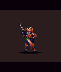 Rule 34 | 1boy, action, animated, animated gif, armor, attack, character request, double-blade, explosion, fire, kamen rider, kamen rider gaim, kamen rider gaim (series), lowres, mask, migel futoshi, monster, pixel art, slashing, weapon