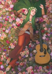 Rule 34 | 1girl, bell-bottoms, elincia ridell crimea, field, fire emblem, fire emblem: path of radiance, flower, full body, green hair, jacket, long hair, looking at viewer, nintendo, one eye closed, open mouth, pants, smile, solo, yagaminoue