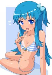Rule 34 | 10s, 1girl, bikini, blue eyes, blue hair, happinesscharge precure!, k10k, long hair, one side up, precure, shirayuki hime, side ponytail, swimsuit, tan, tanline