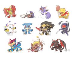 Rule 34 | agumon, bug, darkknightmon, digicore interface, digimon, digimon (creature), dorimon, dorumon, duftmon, duftmon leopard mode, fumamon, goggles, goggles on head, highres, oridigi, original, sharp teeth, tailmon, teeth, tentomon, v-mon, wings